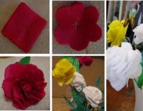 DIY napkin flowers, step by step photo